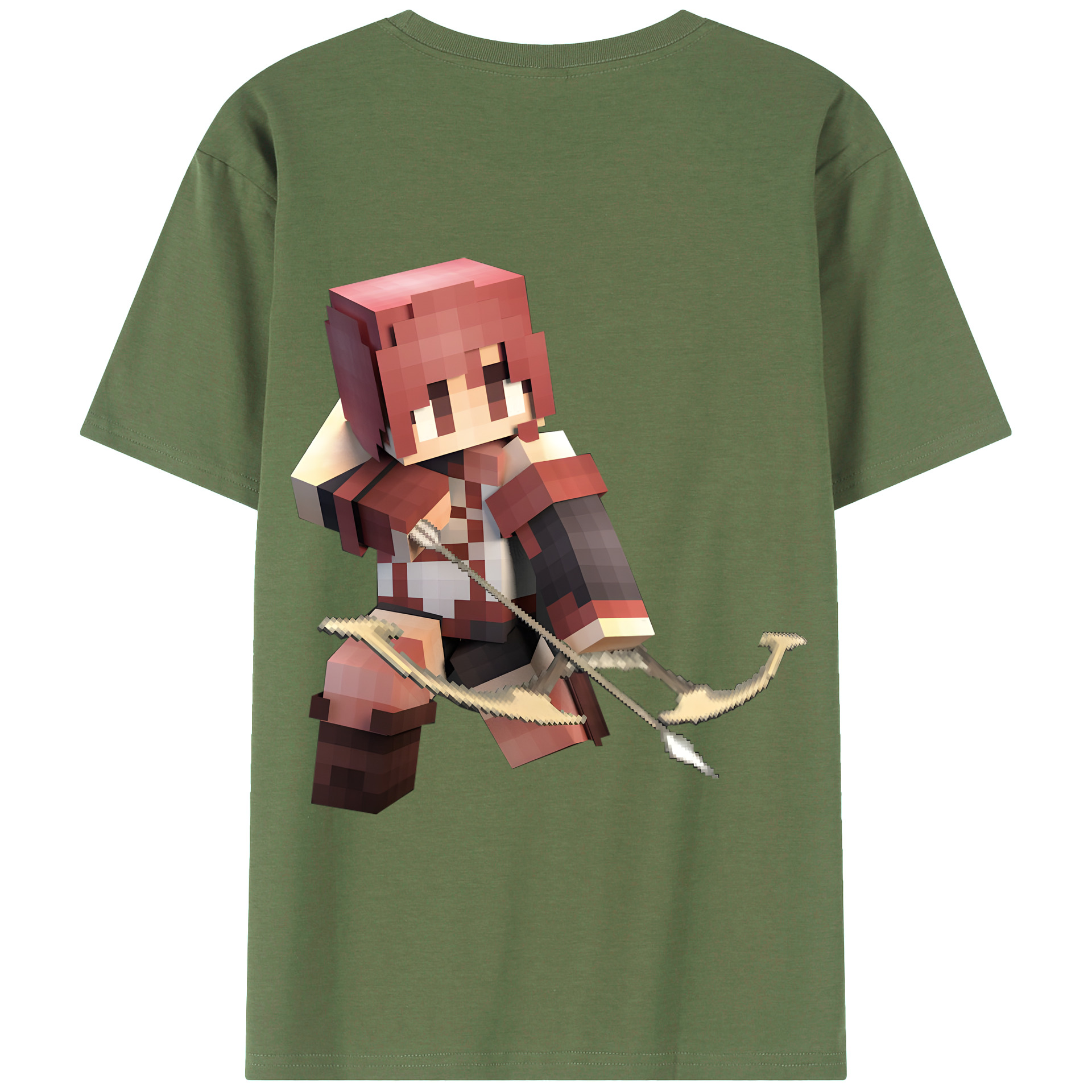 （画像用） マインクラフト ブロックの世界 Minecraft MC Block world 綿100％ メンズ半袖Tシャツ（バックプリント） 通気性